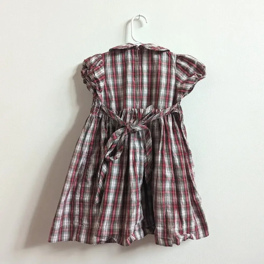 Ralph Lauren Classy Christmas Smocked Dress Girls 18-24m Tartan Plaid